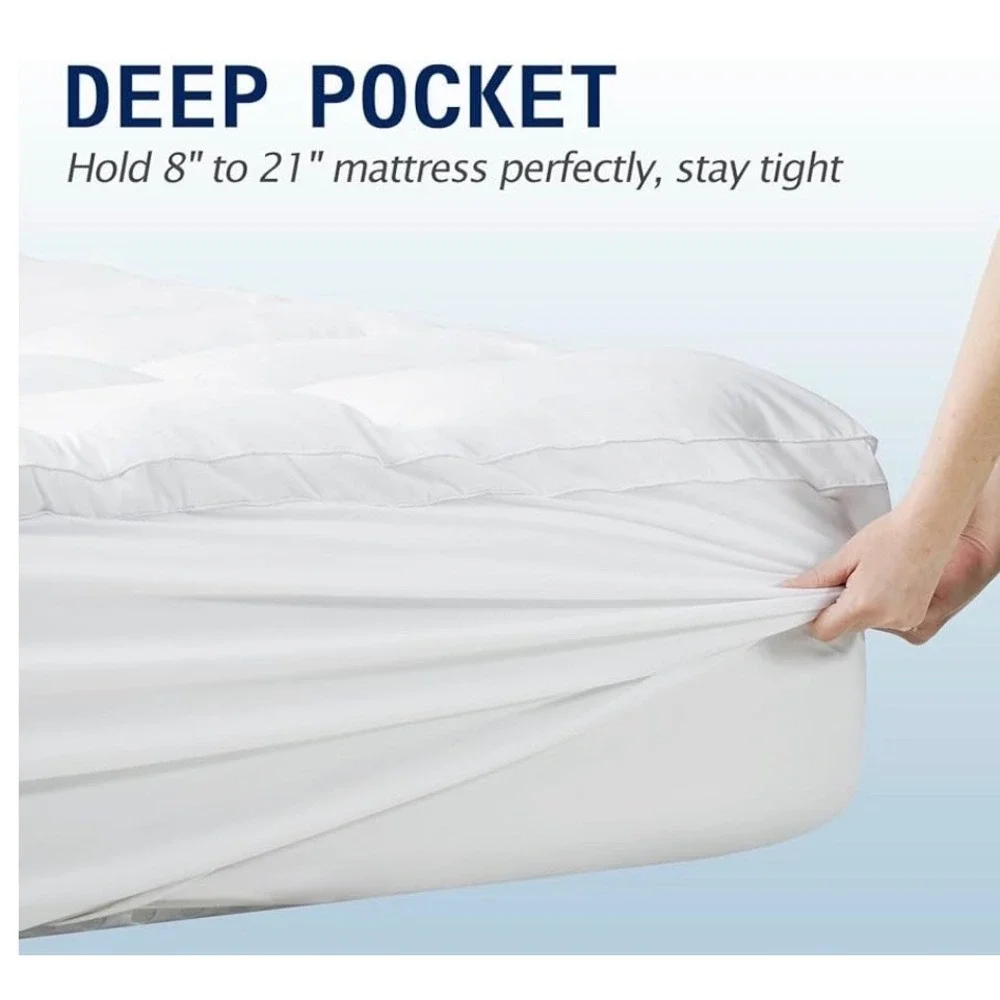 Eiayeebil Twin XL Extra Thick Mattress Topper Deep Pocket Down Alternative White